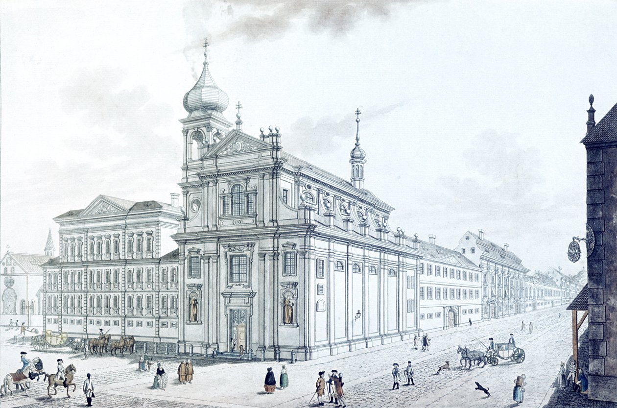 Church of Hibernians (irske fransiskanere) og Hibernian (Hybernská) Street, 1781 av Jan Balzer