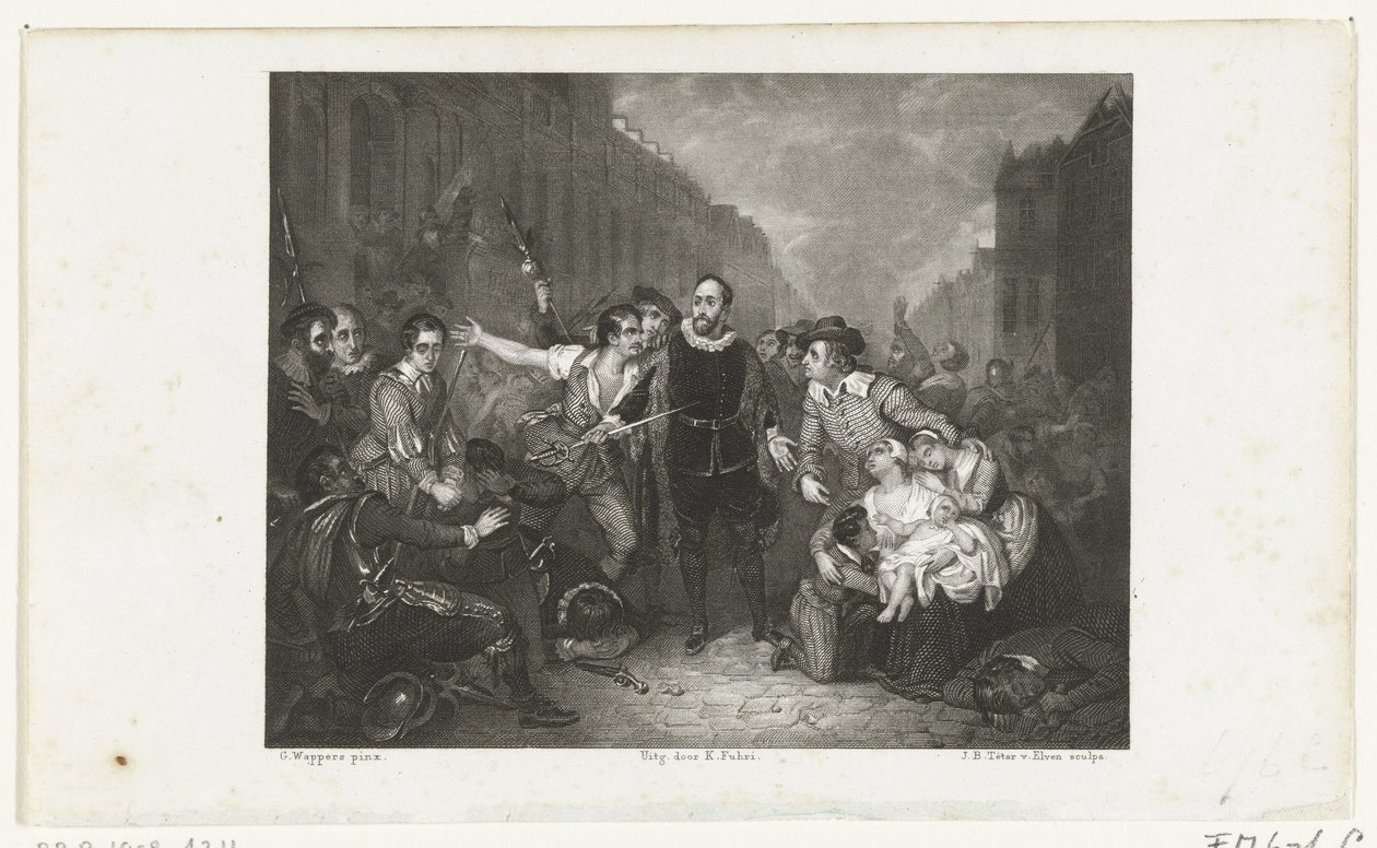 Ordfører Pieter van der Werffs selvoppofrelse, 1574 av Jan Baptist Tetar van Elven