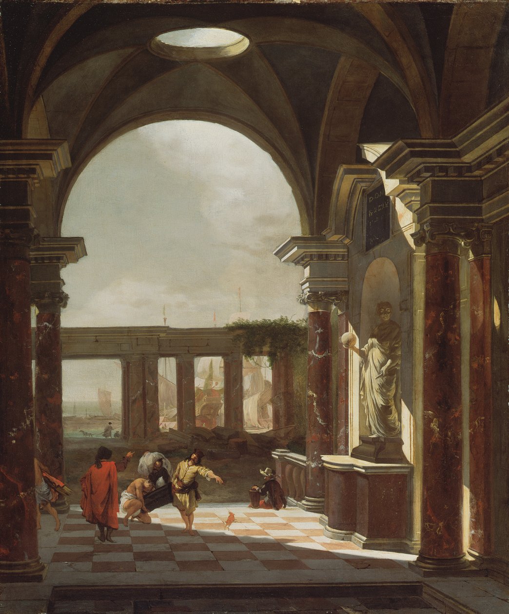 Arkitektonisk capriccio med orientalske figurer av Jan Baptist Weenix