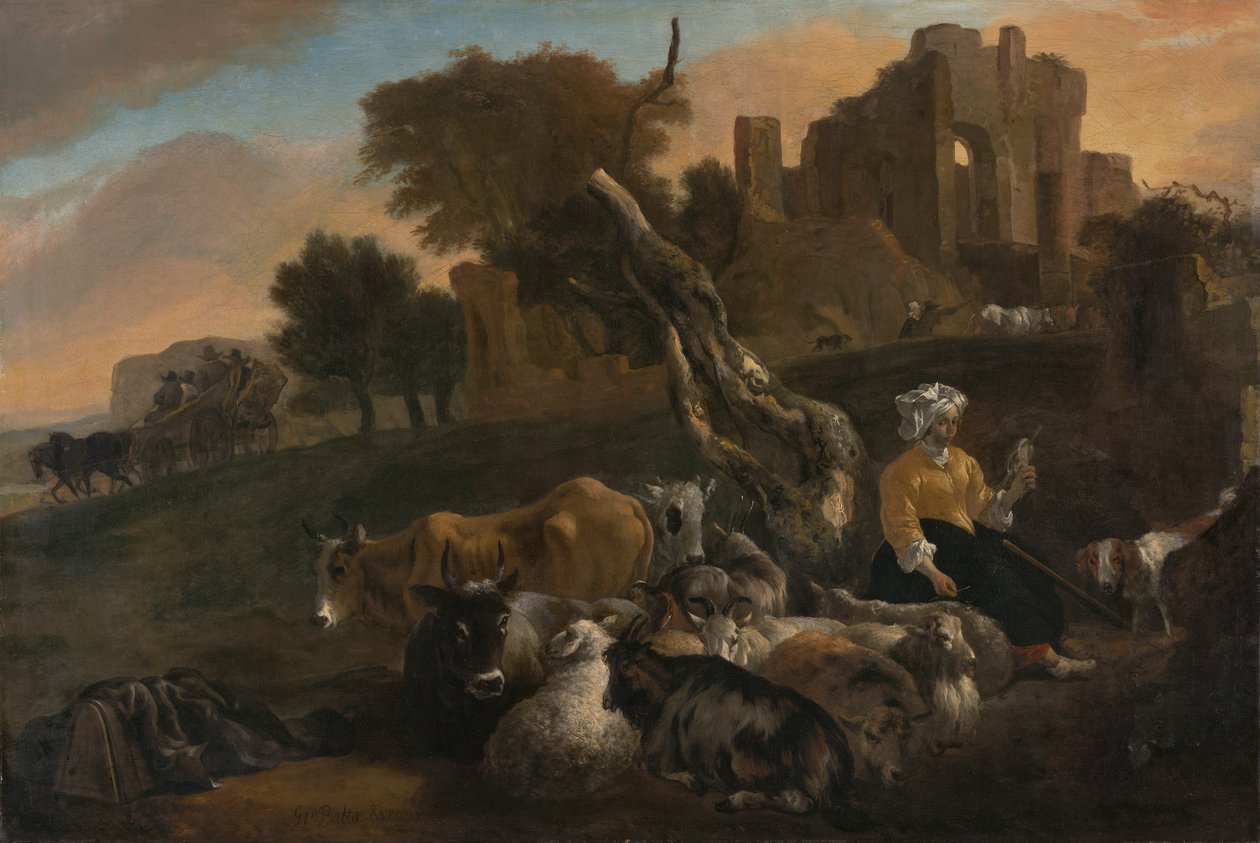 Landskap med gjeterinne av Jan Baptist Weenix