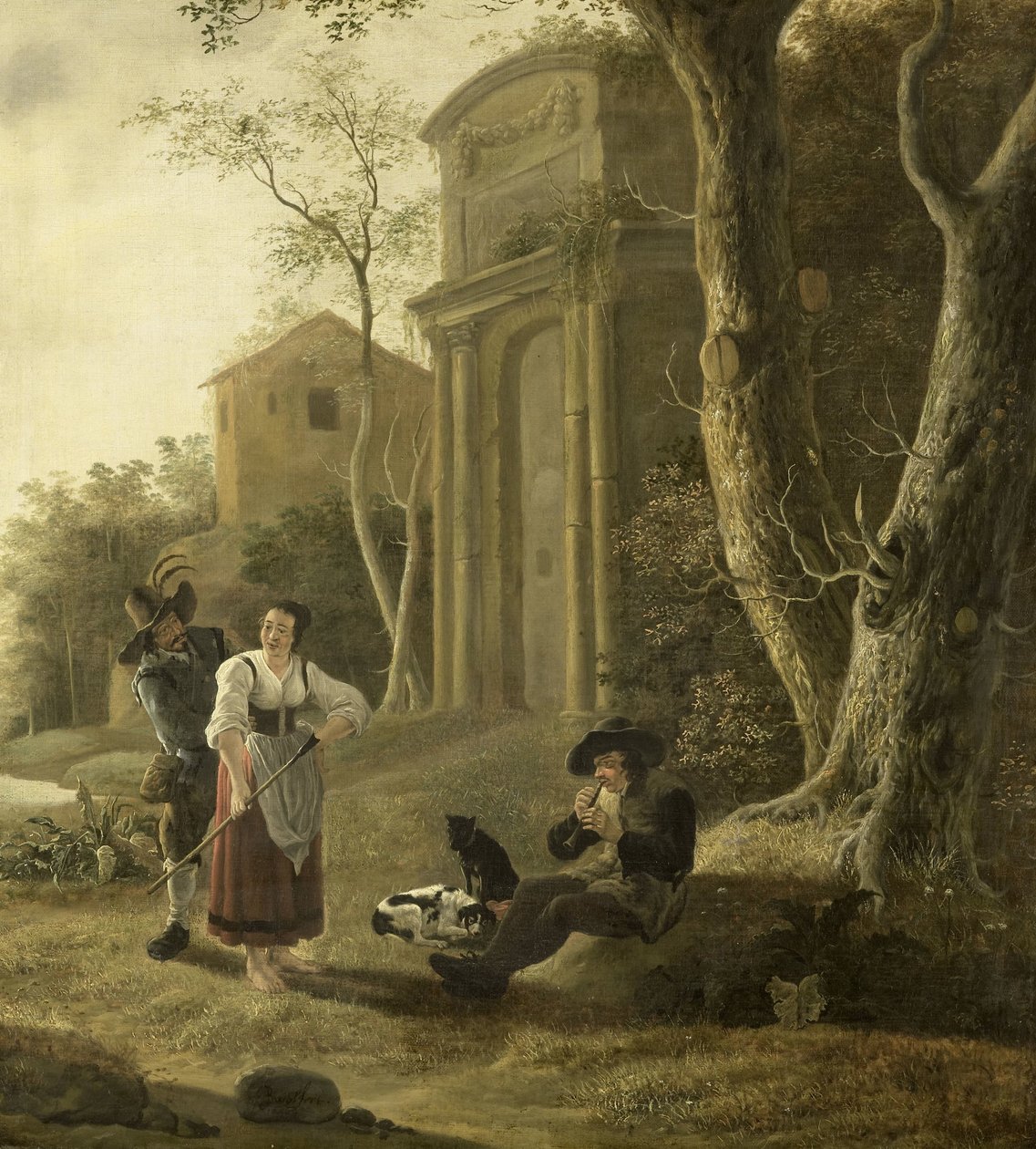 The Piper (Shepherd Scene med Shawm Player Fløytespiller) av Jan Baptist Wolfaerts