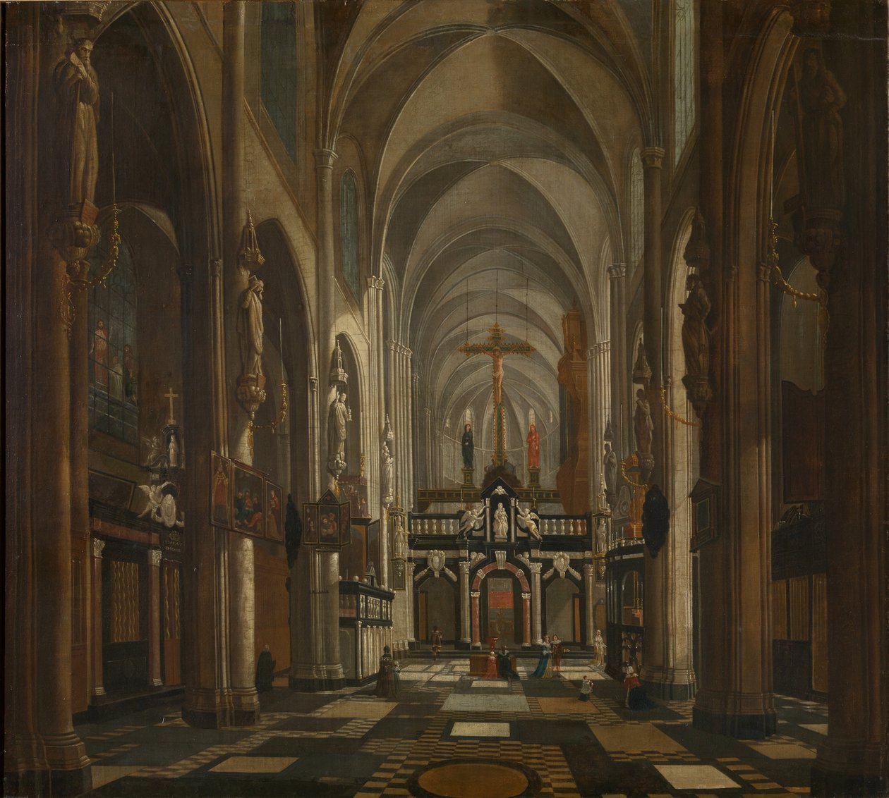 Interiør i St. Donatians katedral i Brugge, ca 1696. av Jan Baptist van Meunincxhove