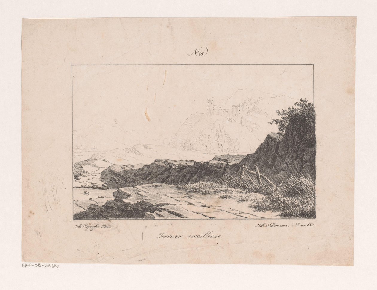 Rotsplateau Steinete terrasse (tittel på objekt) Prinsipper for landskap hentet fra naturen og utført på stein (serietittel) av Jan Baptiste de Jonghe