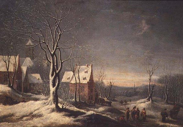 Nederlandsk vinterlandskap (olje på lerret) av Jan Beerstraten