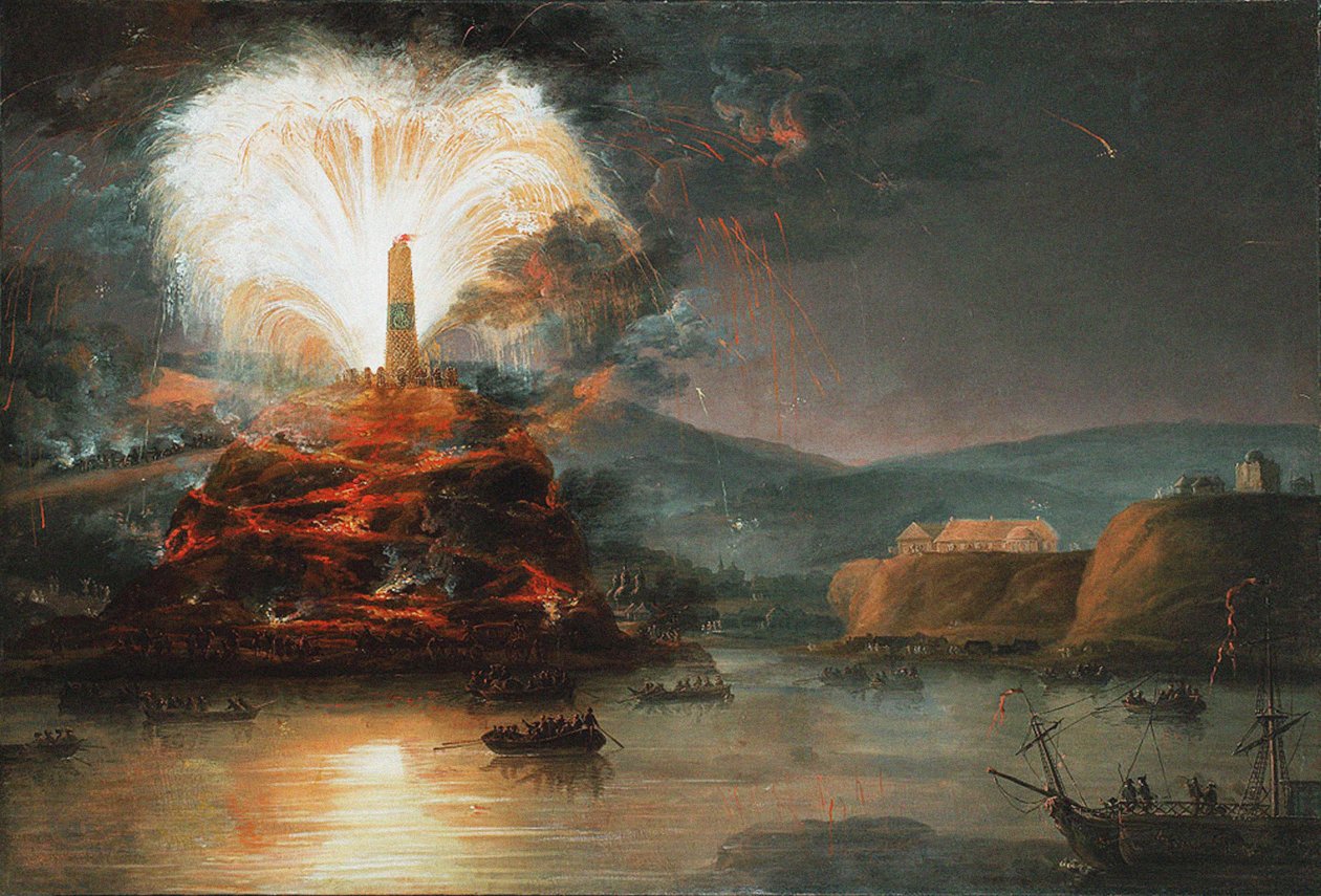 Fyrverkeri på Kaniow til ære for Catherine II i 1787, 1787 av Jan Bogumil Plersch