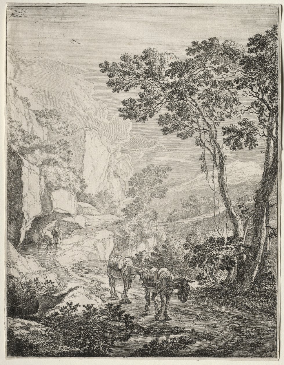 De to muldyrene. Rocca Aquatico nær Ancona av Jan Both