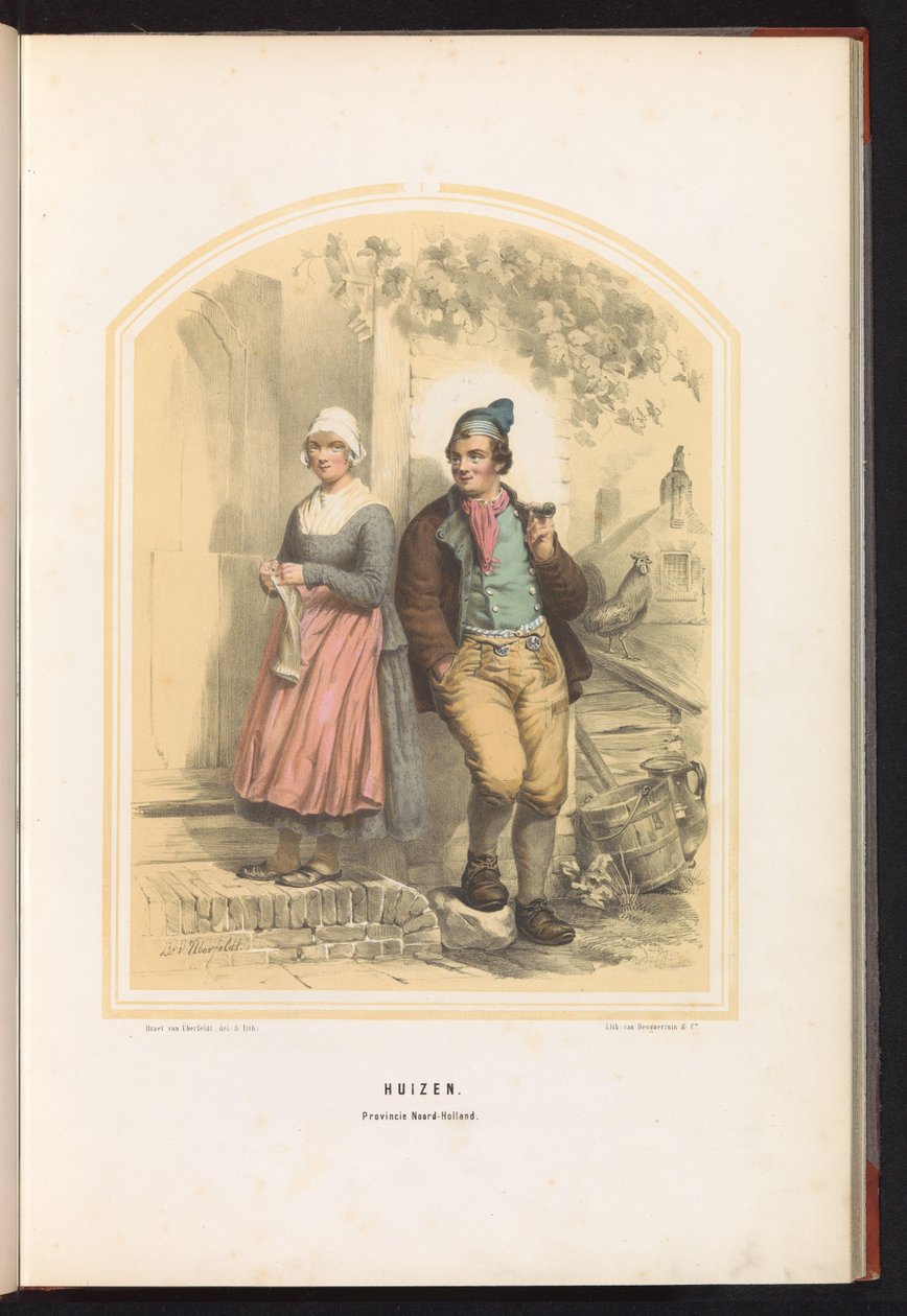 Tradisjonell drakt av hus i Nord-Holland, 1857 Hus. Provinsen Nord-Holland / I (tittel på objekt) av Jan Braet von Uberfeldt