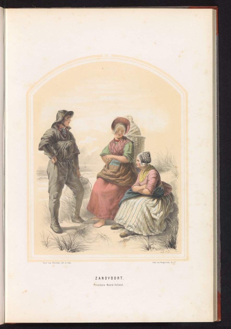 Tradisjonell drakt av Zandvoort i Nord-Holland, 1857 Zandvoort. Provinsen Nord-Holland / III (tittel på objekt) av Jan Braet von Uberfeldt