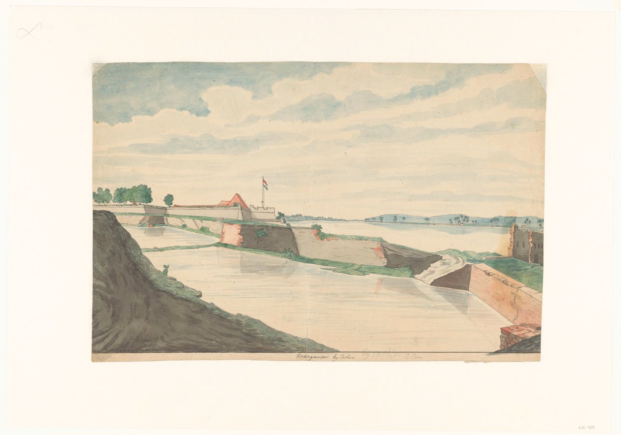 Fort Kraganoor nær Cochin av Jan Brandes (signed by artist)
