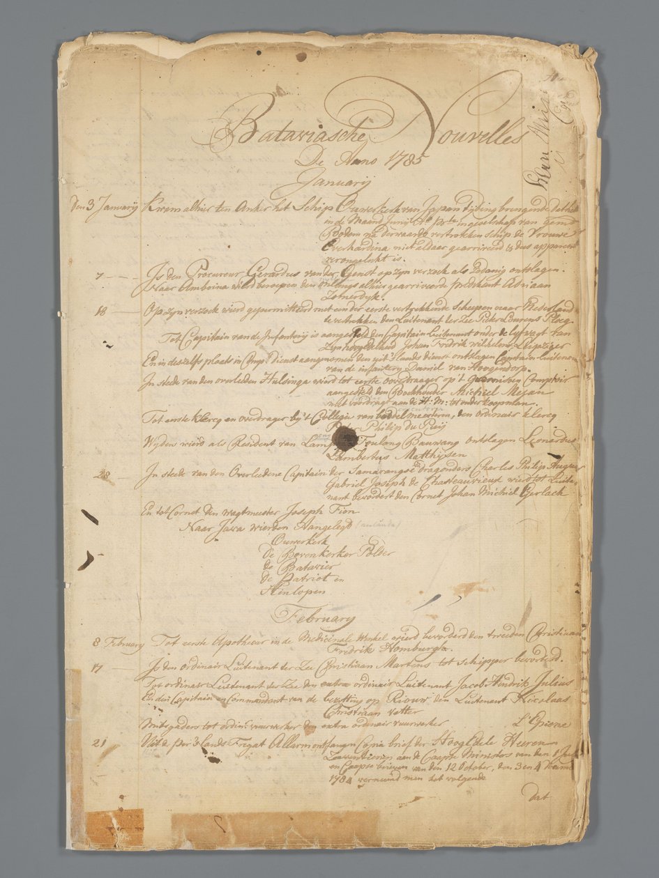 Bataviaasche nyheter 1785 av Jan Brandes