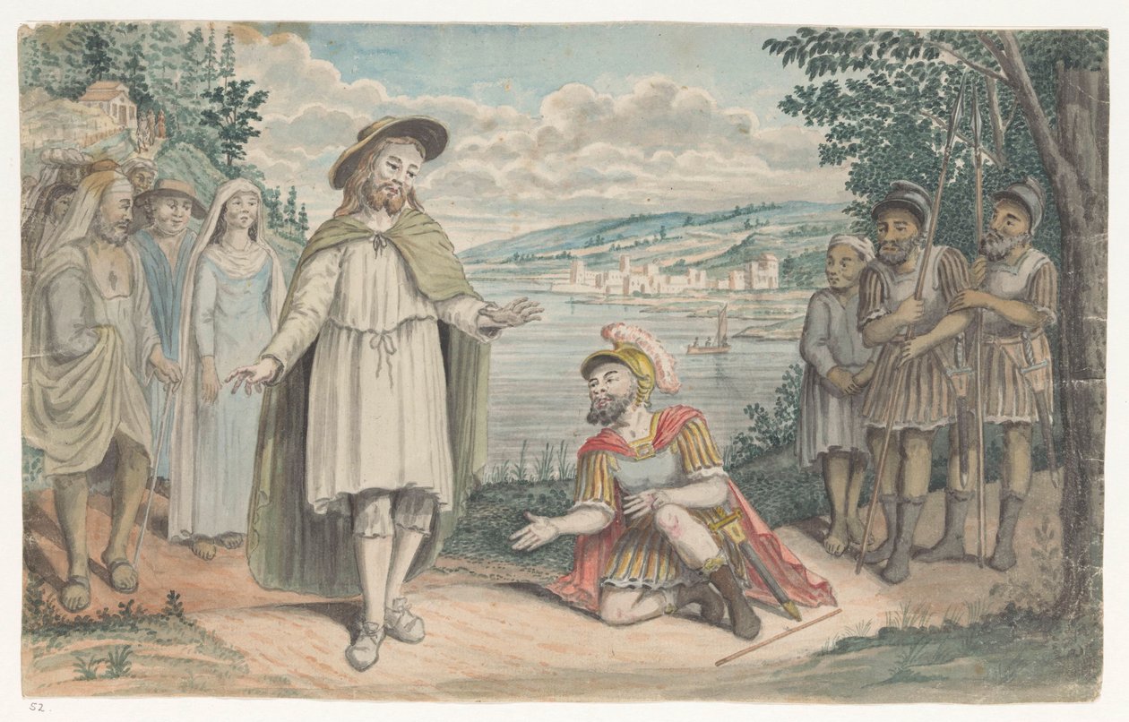 Centurion of Capernaum kneler foran Kristus av Jan Brandes