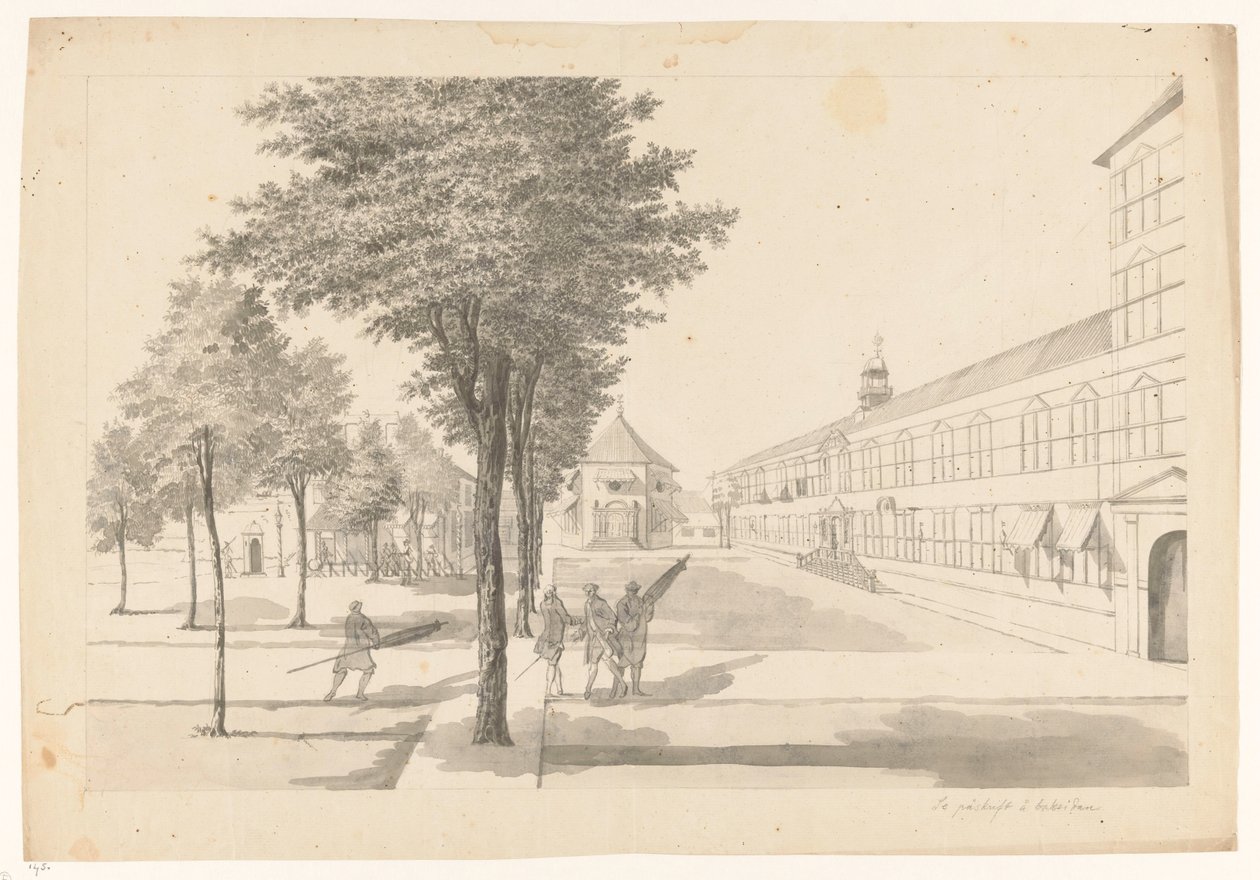 Governorate, slottskirke og dragonvakt innenfor slottet i Batavia av Jan Brandes
