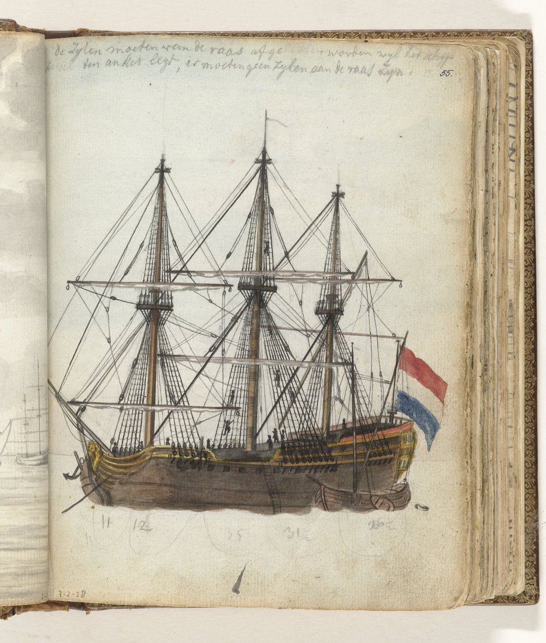 East Indiaman for anker av Jan Brandes