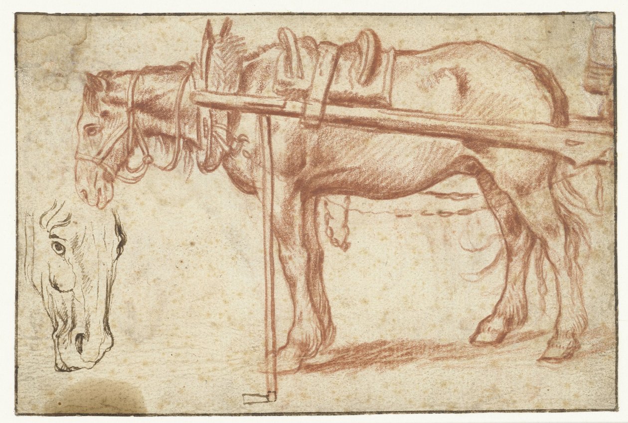 Hest foran en vogn og et hestehode av Jan Brueghel (I)