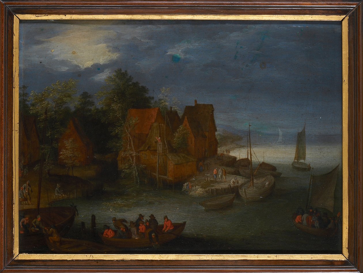Landsby ved elven. av Jan Brueghel the Elder