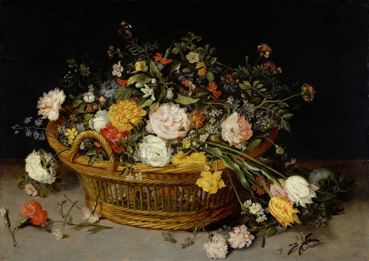 En kurv med blomster, sannsynligvis 1620-tallet. av Jan Brueghel the Younger