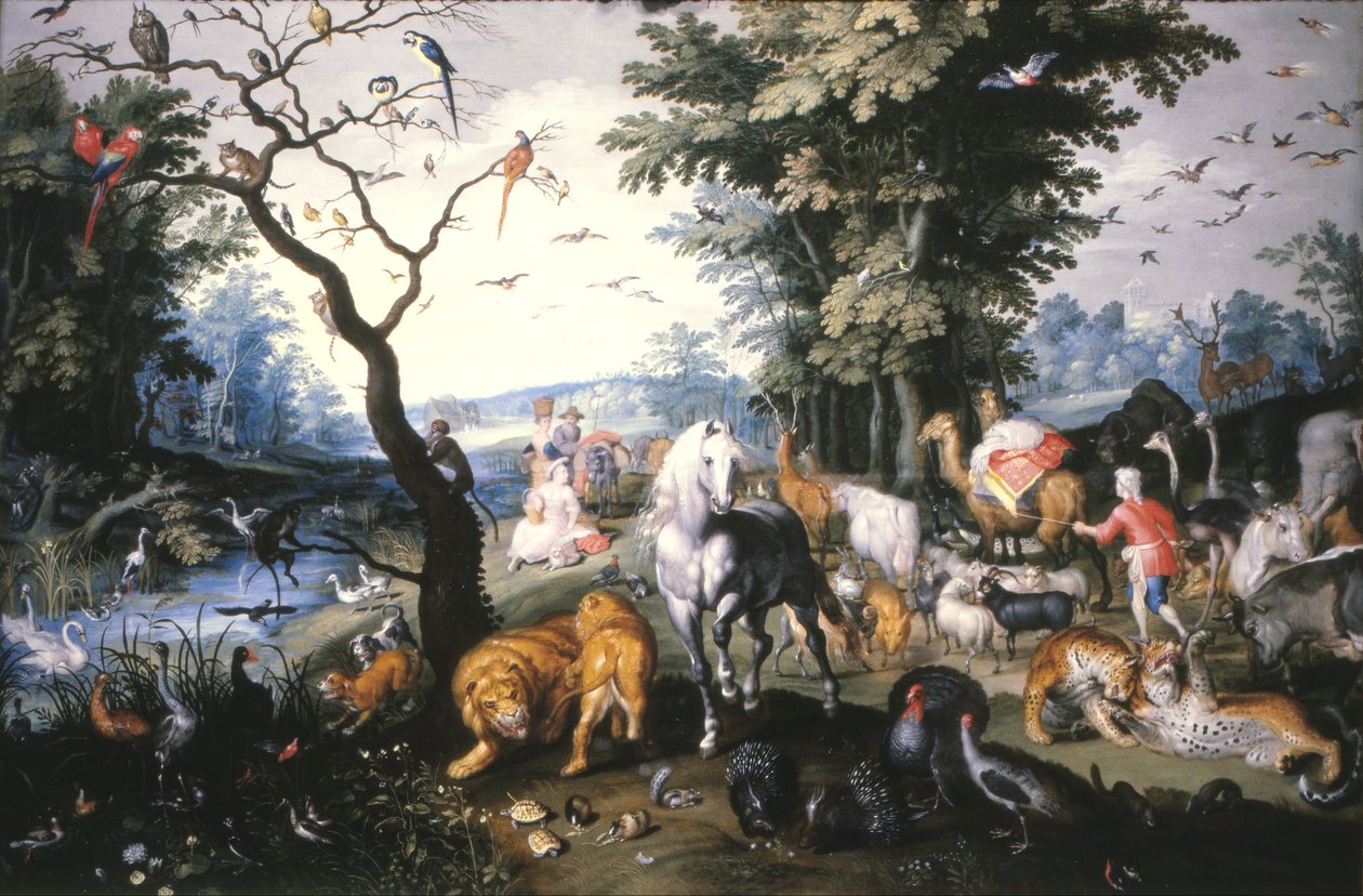 Dyrene som kommer inn i Noahs Ark av Jan Brueghel the Younger