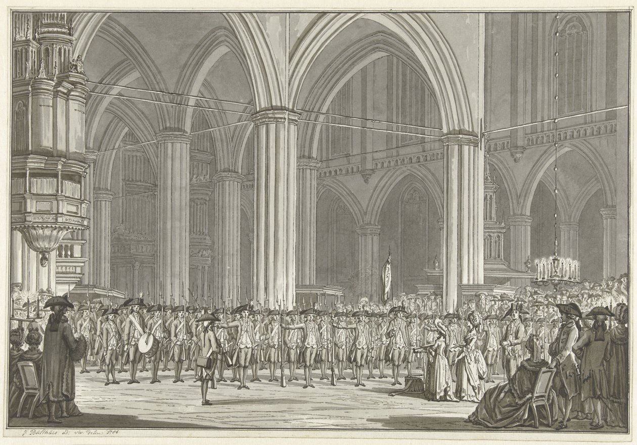 Society Pro Patria i den nye kirken, 1786 av Jan Bulthuis (signed by artist)