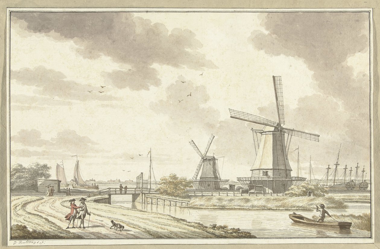 Utsikt ved Zandhoek, utenfor Haarlemmerpoort i Amsterdam av Jan Bulthuis