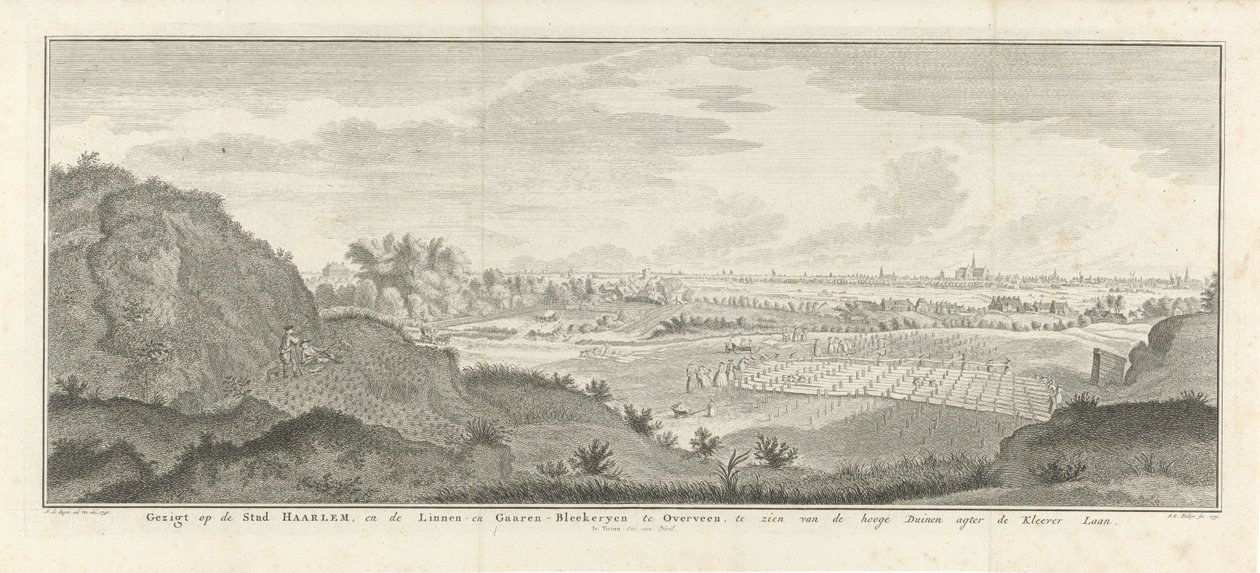 Utsikt over Haarlem og Overveen Utsikt over byen Haarlem, og lin- og garntribunen i Overveen, sett fra de høye sanddynene bak Kleever Laan (tittel på objekt) av Jan Caspar Philips