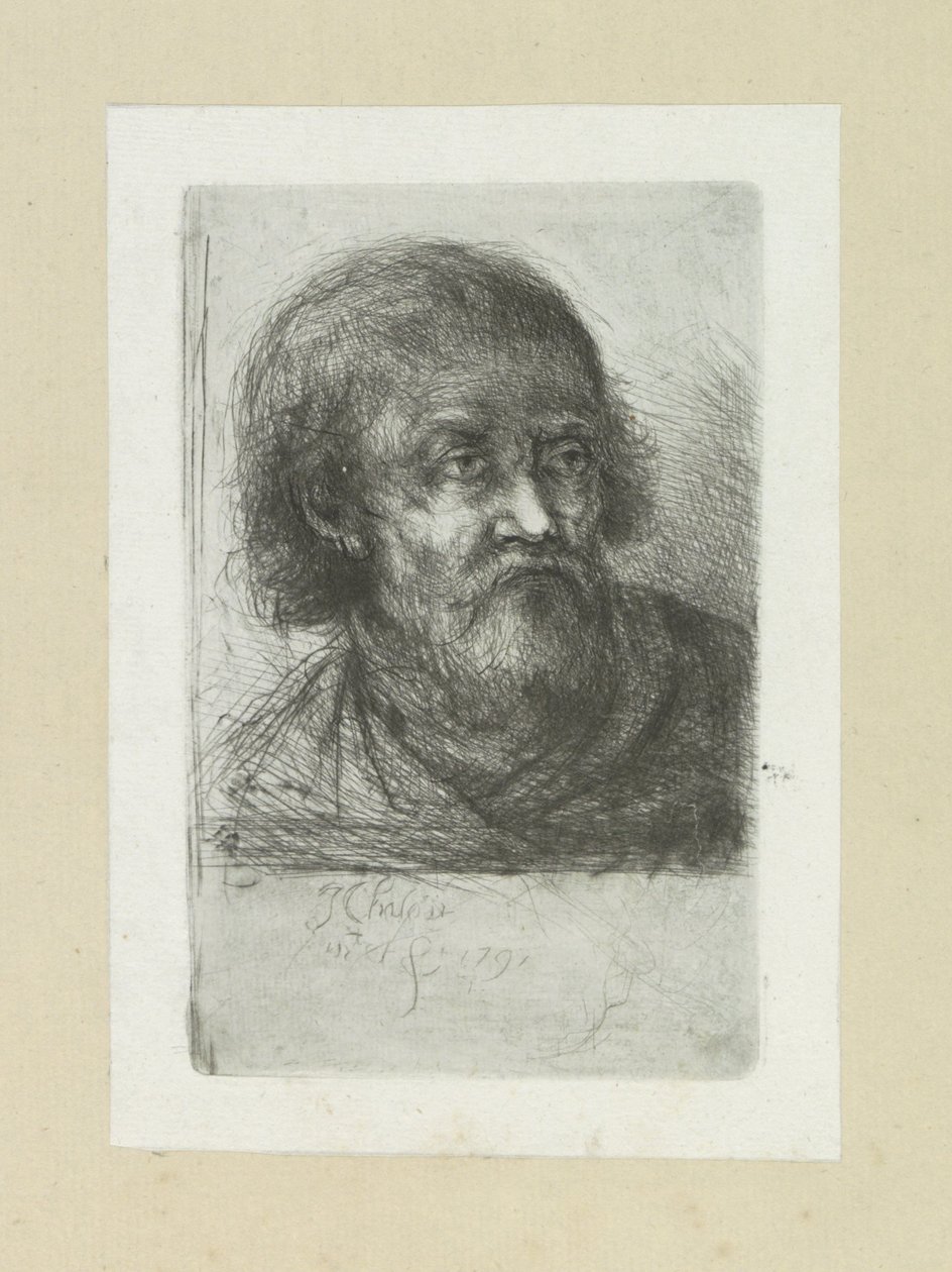 Bebaarde mann, til høyre The Compleat Work of Etchings av John Chalon / Oeuvre Complette des Eaux Fortes av Jean Chalon (serietittel) av Jan Chalon