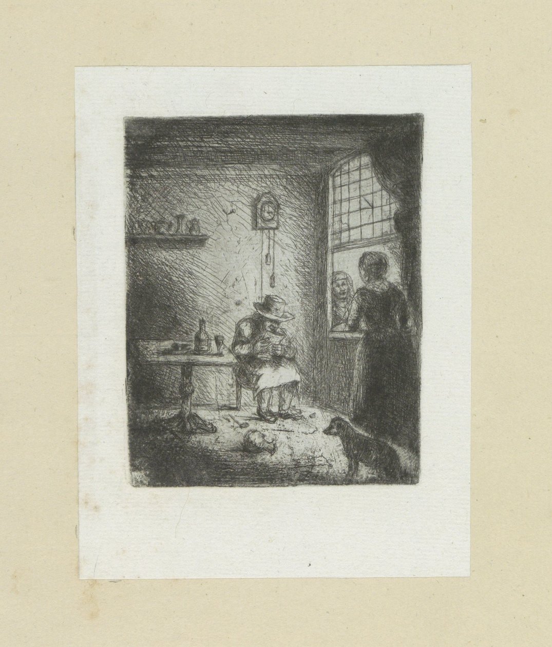 Interiør setter lezende mann The Compleat Work of Etchings av John Chalon / Oeuvre Complette des Eaux Fortes av Jean Chalon (serietittel) av Jan Chalon