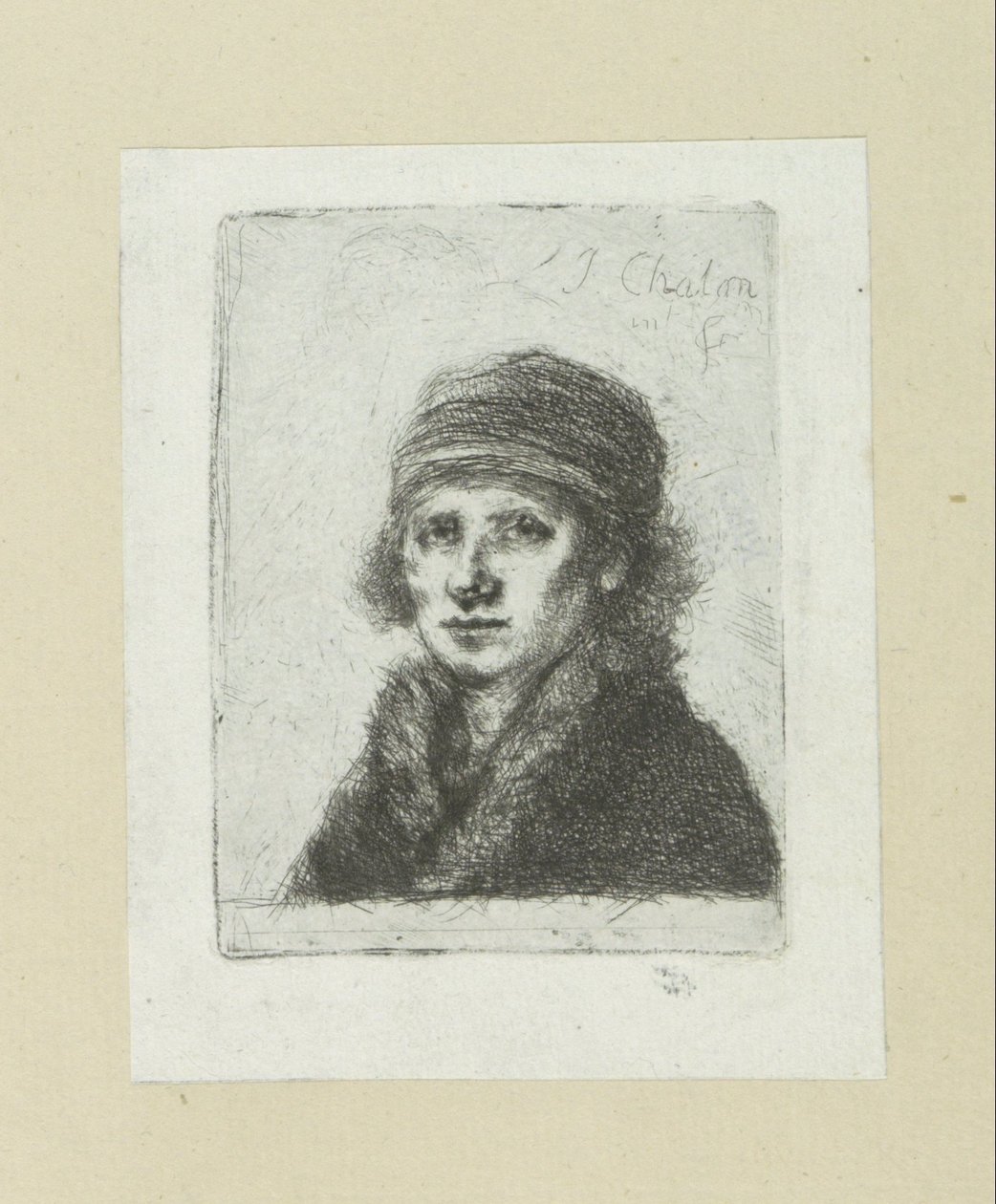 Jonge mann setter bontkraag The Compleat Work of Etchings av John Chalon / Oeuvre Complette des Eaux Fortes av Jean Chalon (serietittel) av Jan Chalon