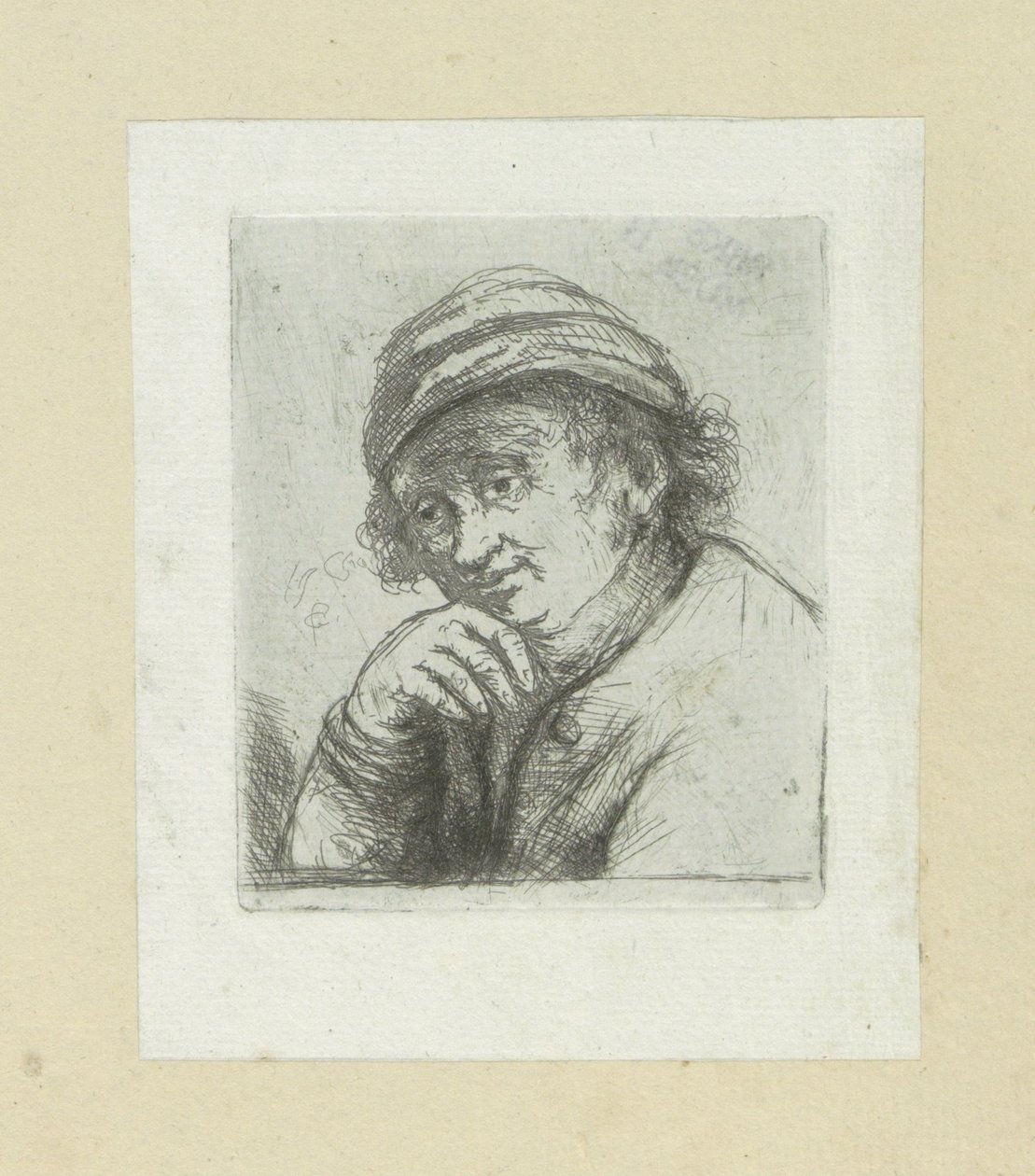 Man legger hånden under zijn kin The Compleat Work of Etchings av John Chalon / Oeuvre Complette des Eaux Fortes av Jean Chalon (serietittel) av Jan Chalon