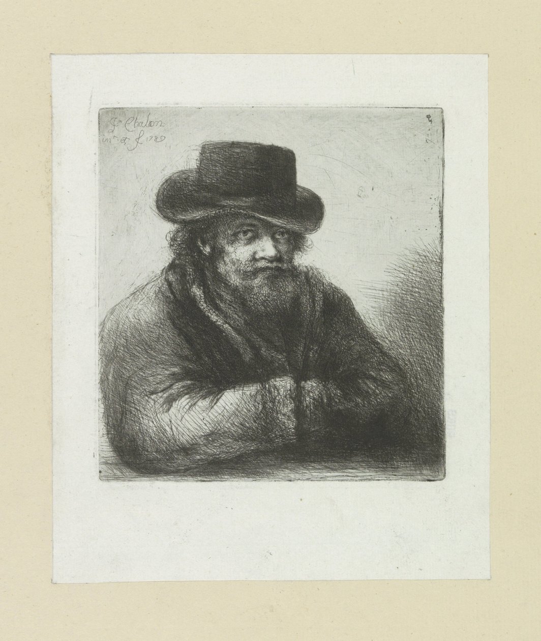 Oude mann satte baard i hoed The Compleat Work of Etchings av John Chalon / Oeuvre Complette des Eaux Fortes av Jean Chalon (serietittel) av Jan Chalon