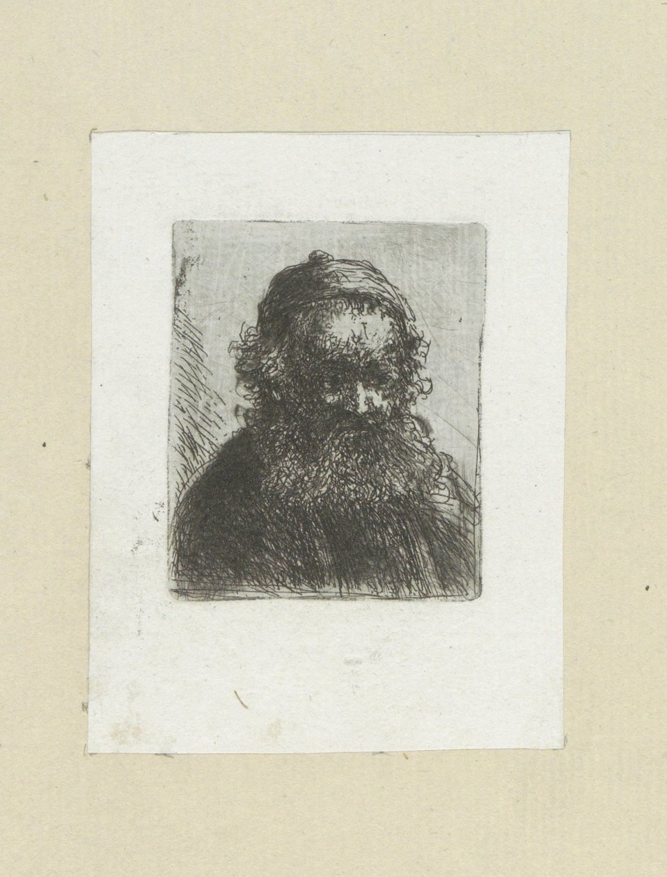 Oude mann legger baard i muts The Compleat Work of Etchings av John Chalon / Oeuvre Complette des Eaux Fortes av Jean Chalon (serietittel) av Jan Chalon