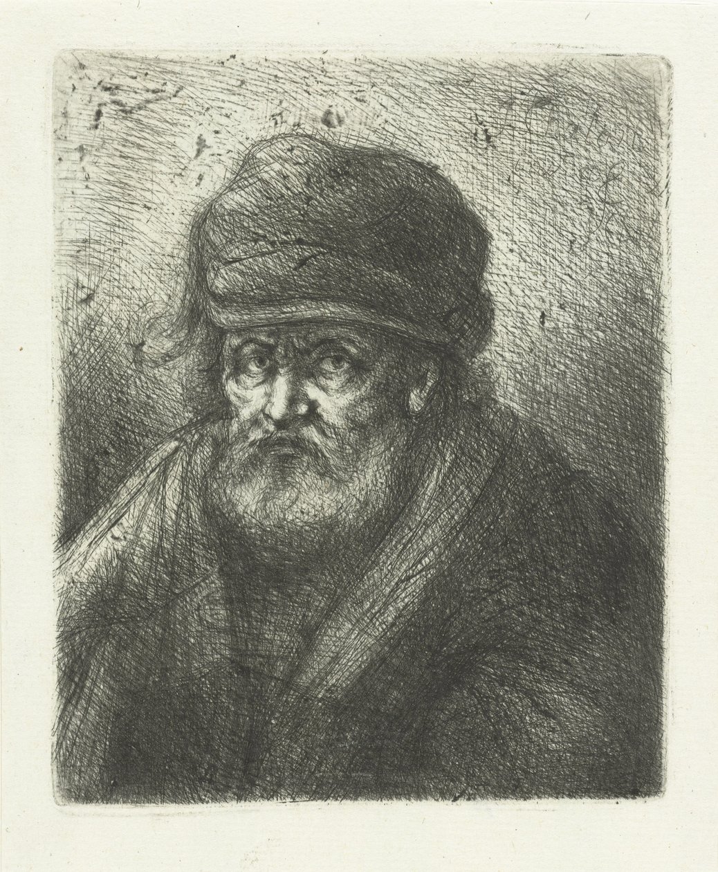 Gammel mann med skjegg og hatt av Jan Chalon