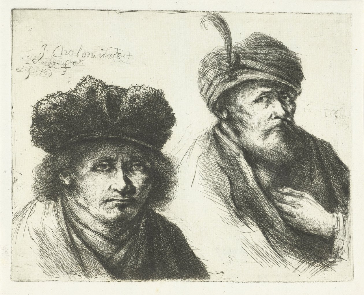 To menn, med hatt og turban av Jan Chalon