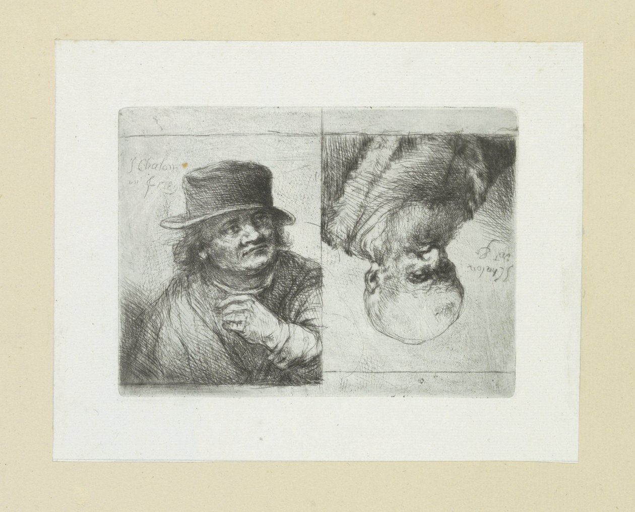Twee mansportretten The Compleat Work of Etchings av John Chalon / Oeuvre Complette des Eaux Fortes av Jean Chalon (serietittel) av Jan Chalon