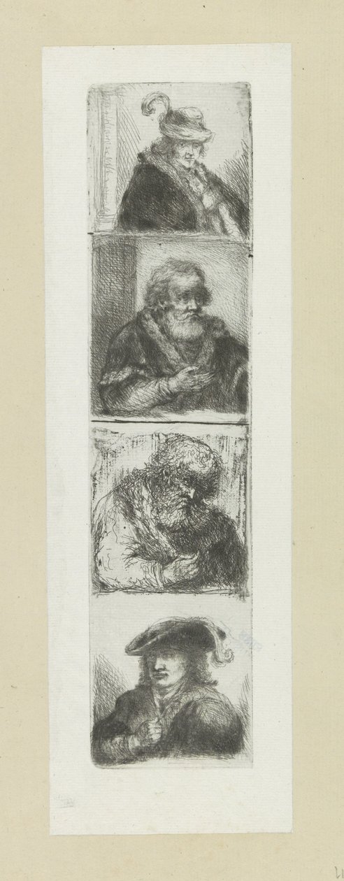 Vier mansportretten The Compleat Work of Etchings av John Chalon / Oeuvre Complette des Eaux Fortes av Jean Chalon (serietittel) av Jan Chalon