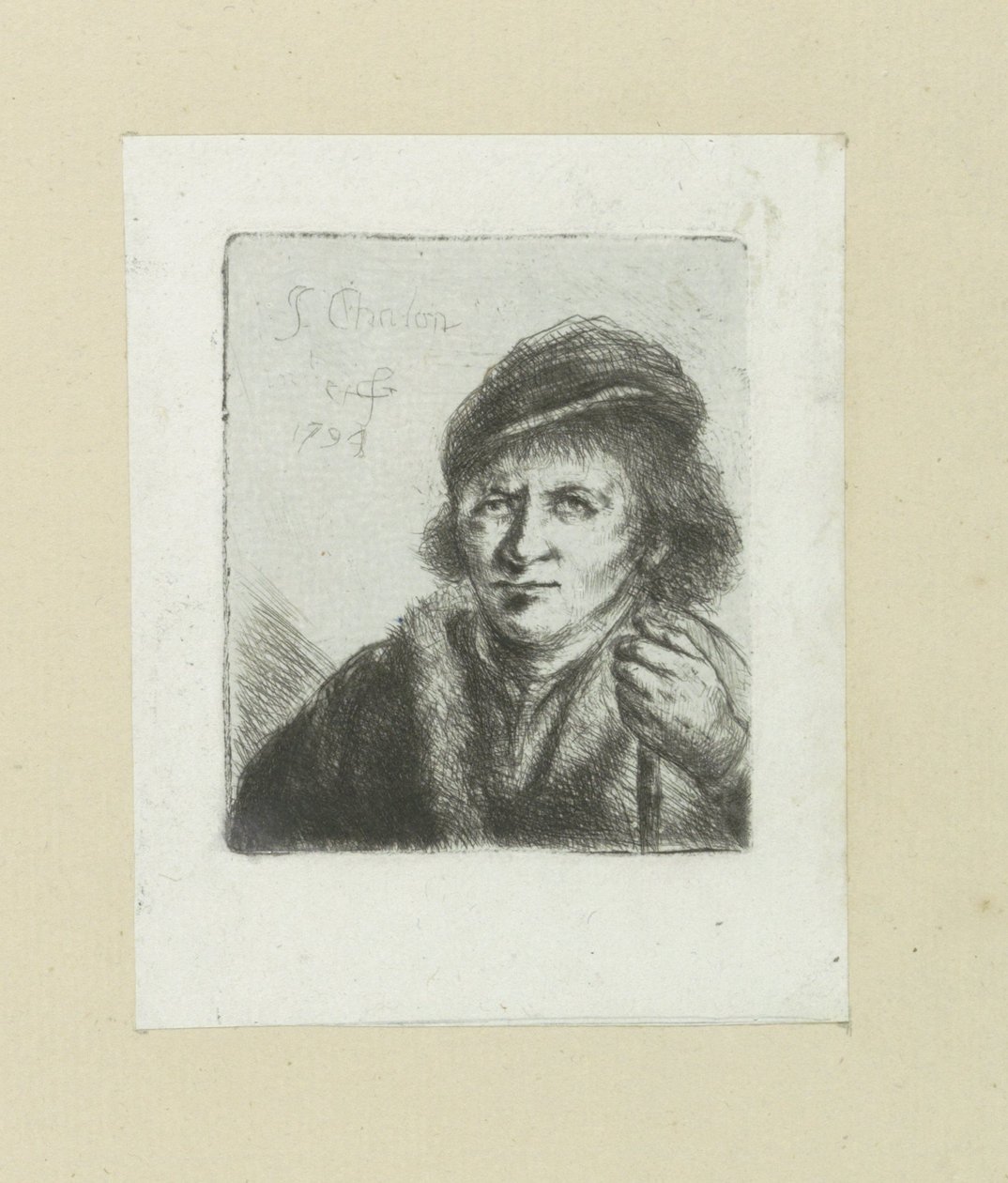 Volwassen man met hoed en stok The Compleat Work of Etchings av John Chalon / Oeuvre Complette des Eaux Fortes par Jean Chalon (serietittel) av Jan Chalon