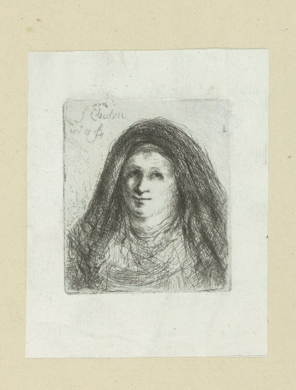 Voksen kvinne med skjerf The Compleat Work of Etchings av John Chalon / Oeuvre Complette des Eaux Fortes av Jean Chalon (serietittel) av Jan Chalon