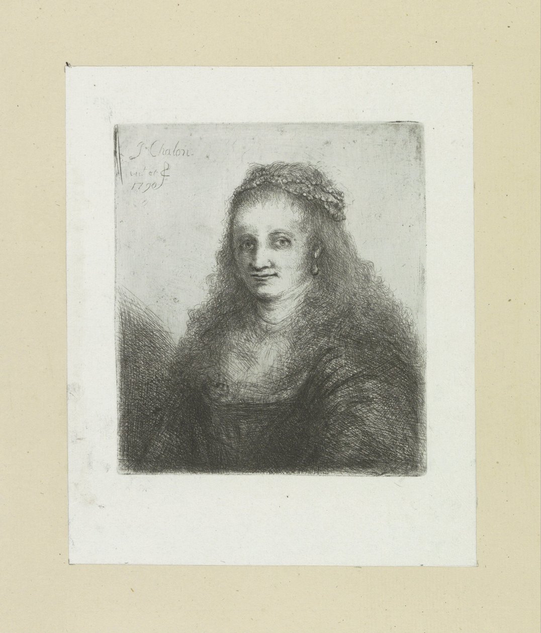 Kvinne med et perlekjede i håret The Compleat Work of Etchings av John Chalon / Oeuvre Complette des Eaux Fortes av Jean Chalon (serietittel) av Jan Chalon