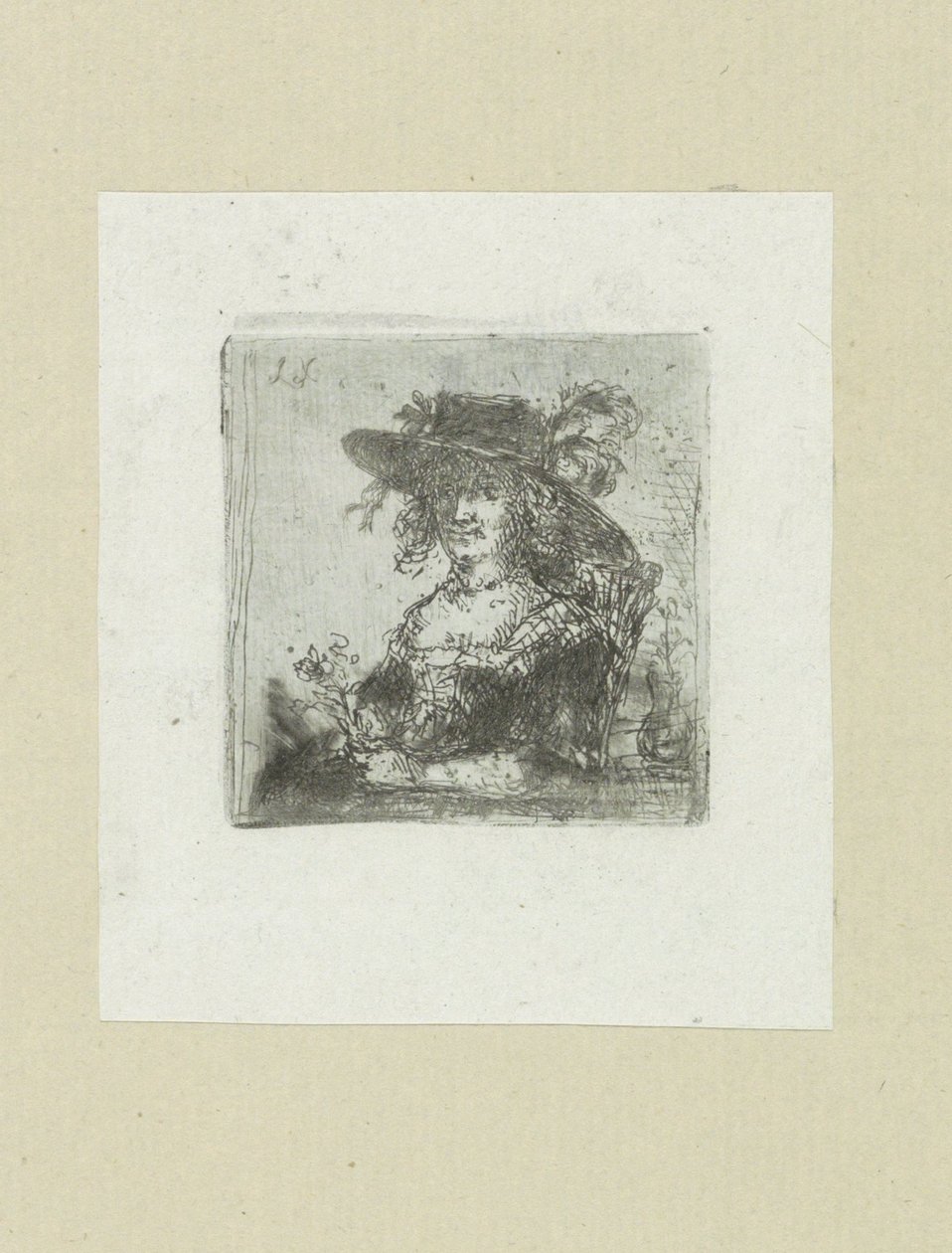 Zittende kvinne met hoed The Compleat Work of Etchings av John Chalon / Oeuvre Complette des Eaux Fortes av Jean Chalon (serietittel) av Jan Chalon