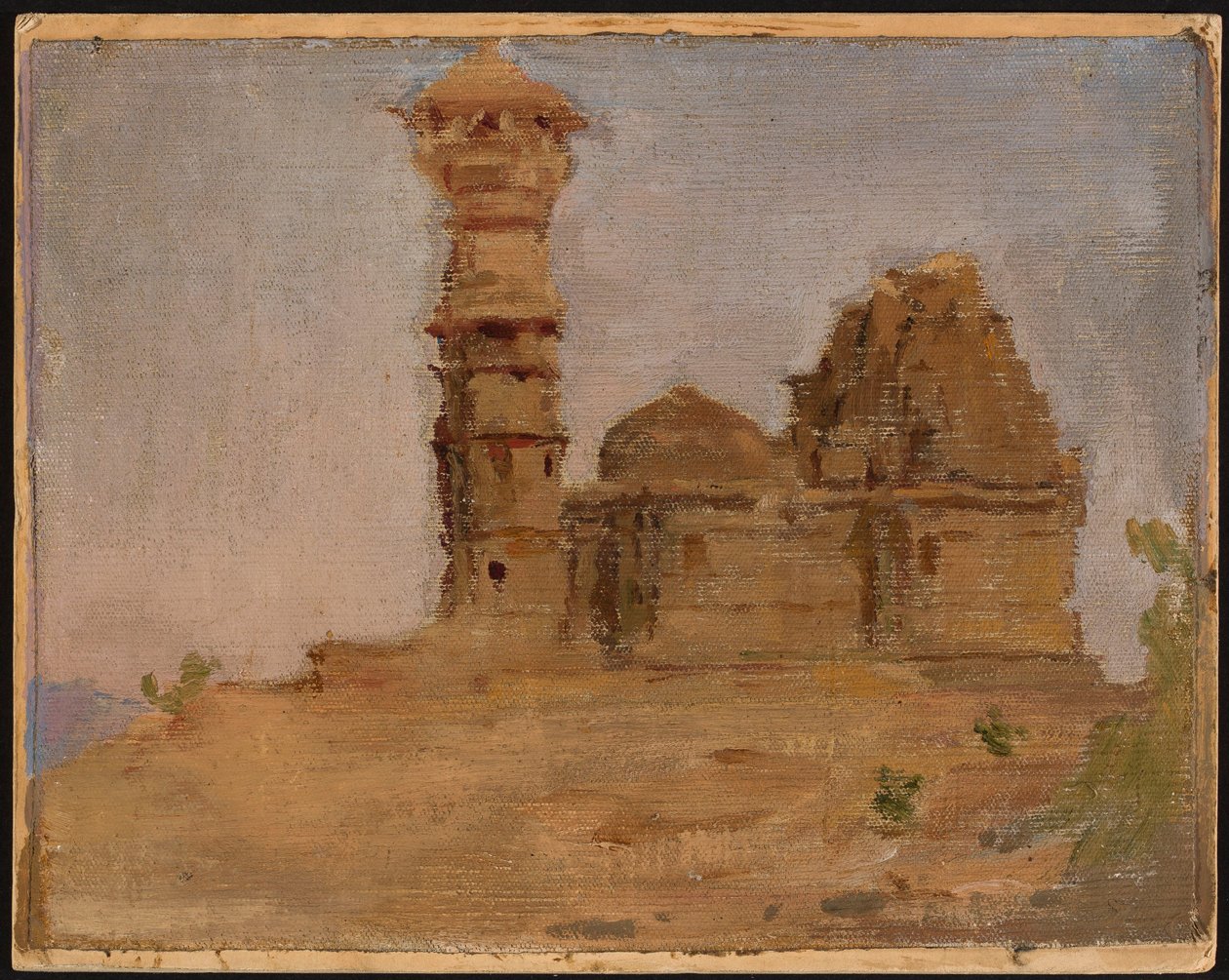 Forlatt antikt tempel i Chittorgarh. Fra en reise til India av Jan Ciągliński