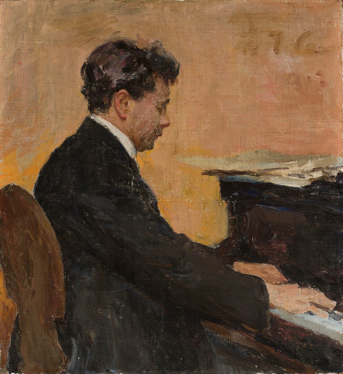 Portrett av Józef Hofmann ved pianoet av Jan Ciągliński