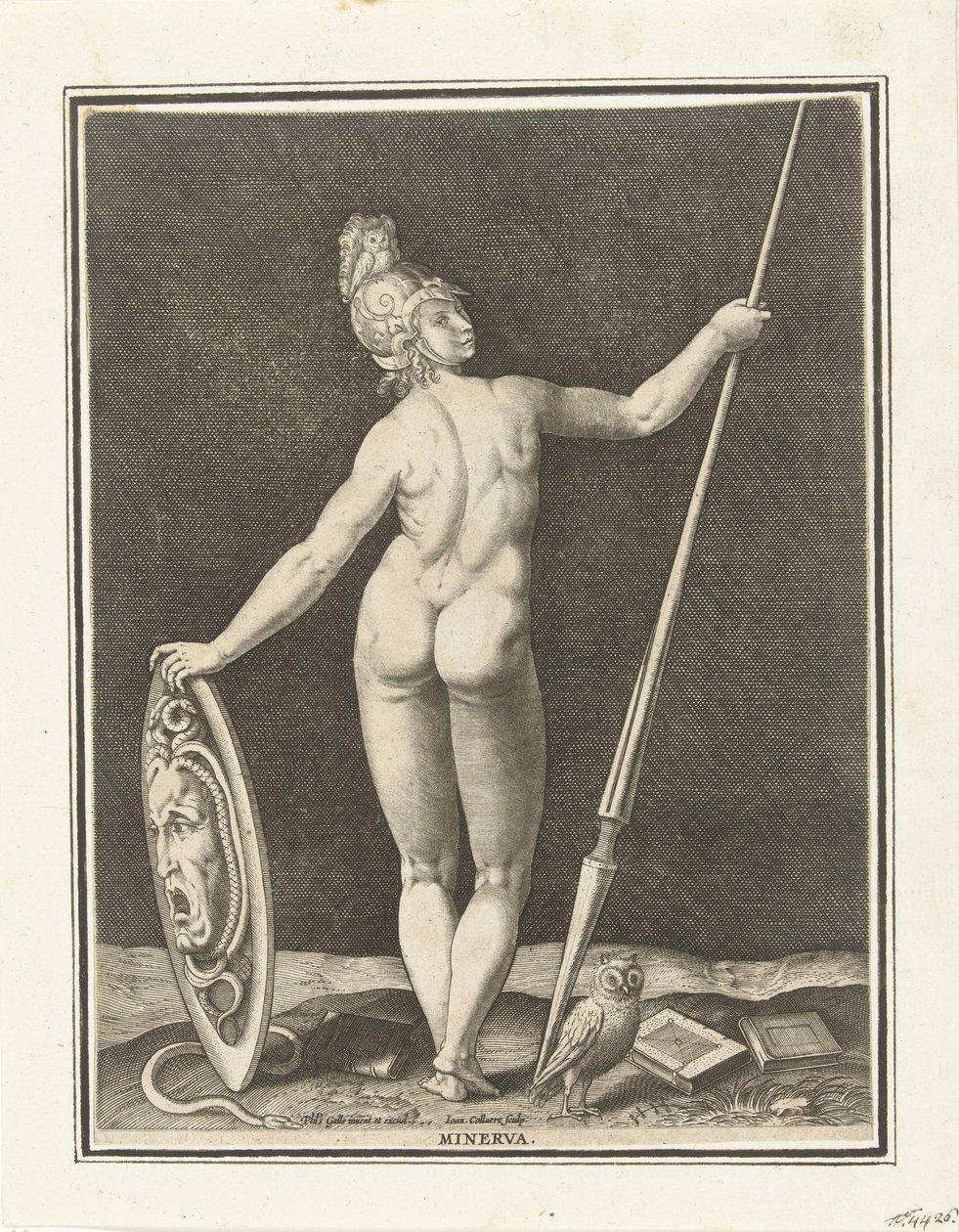 Minerva (tittel på objekt) Judgment of Paris (serietittel) av Jan Collaert (II)