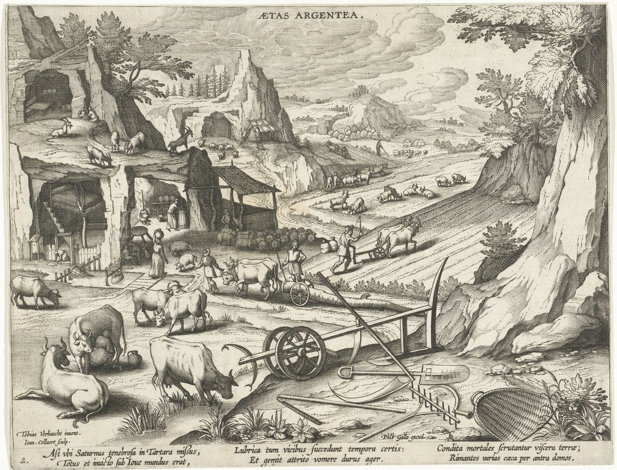 Sølvalderen Aetas Argentea (tittel på objekt) The Four Ages of Man (serietittel) av Jan Collaert (II)