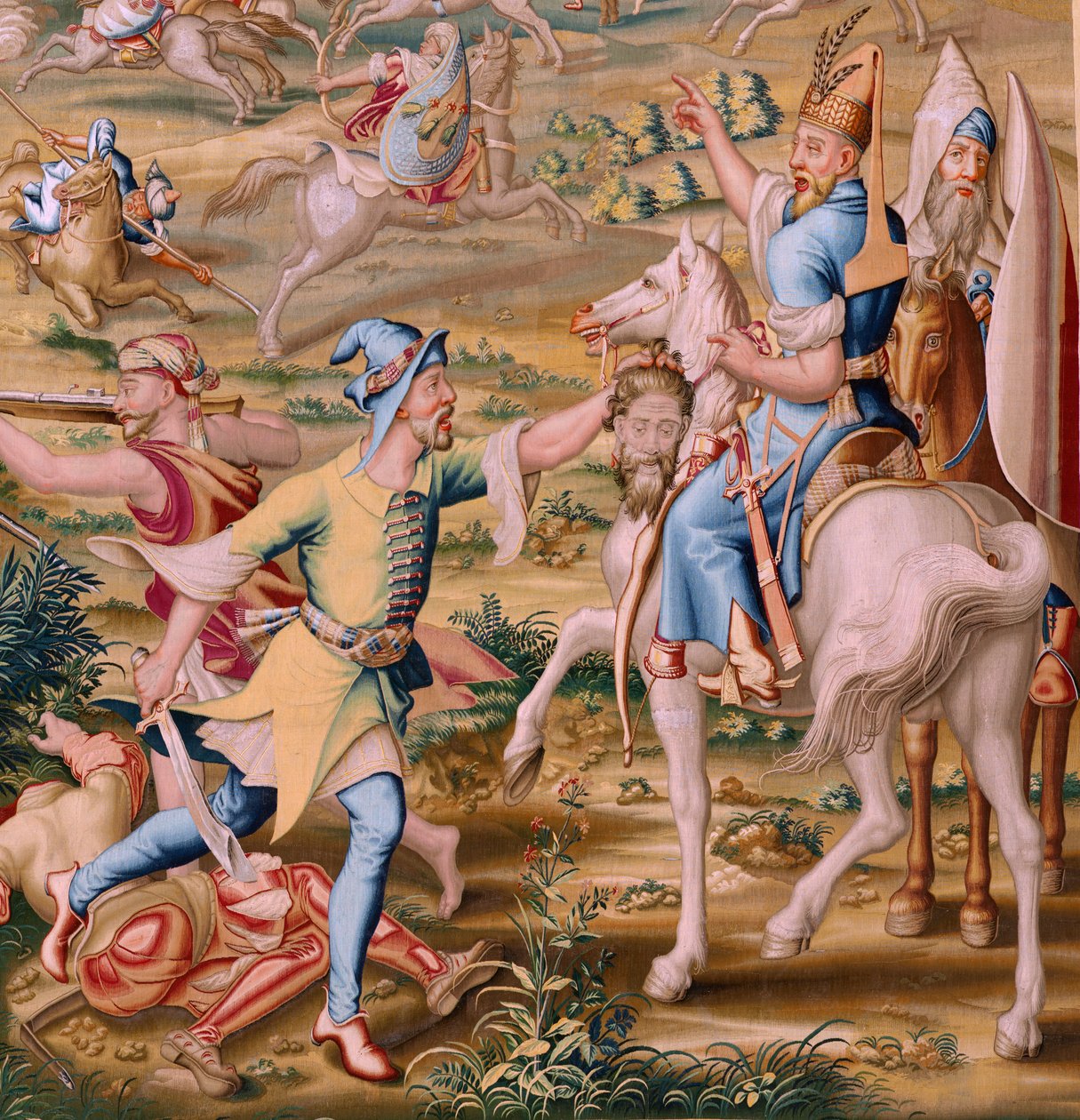 flamsk billedvev. Serien Erobringen av Tunis. Angrepet på La Goleta (Ataque a la Goleta). Fjerde billedvev i serien. Modell Jan Vermeyen og Pieter Coecke van Aelst. 1543-1548. Produksjon Real Fábrica de Tapices de Santa Bárbara, Madrid av Jan Cornelisz Vermeyen