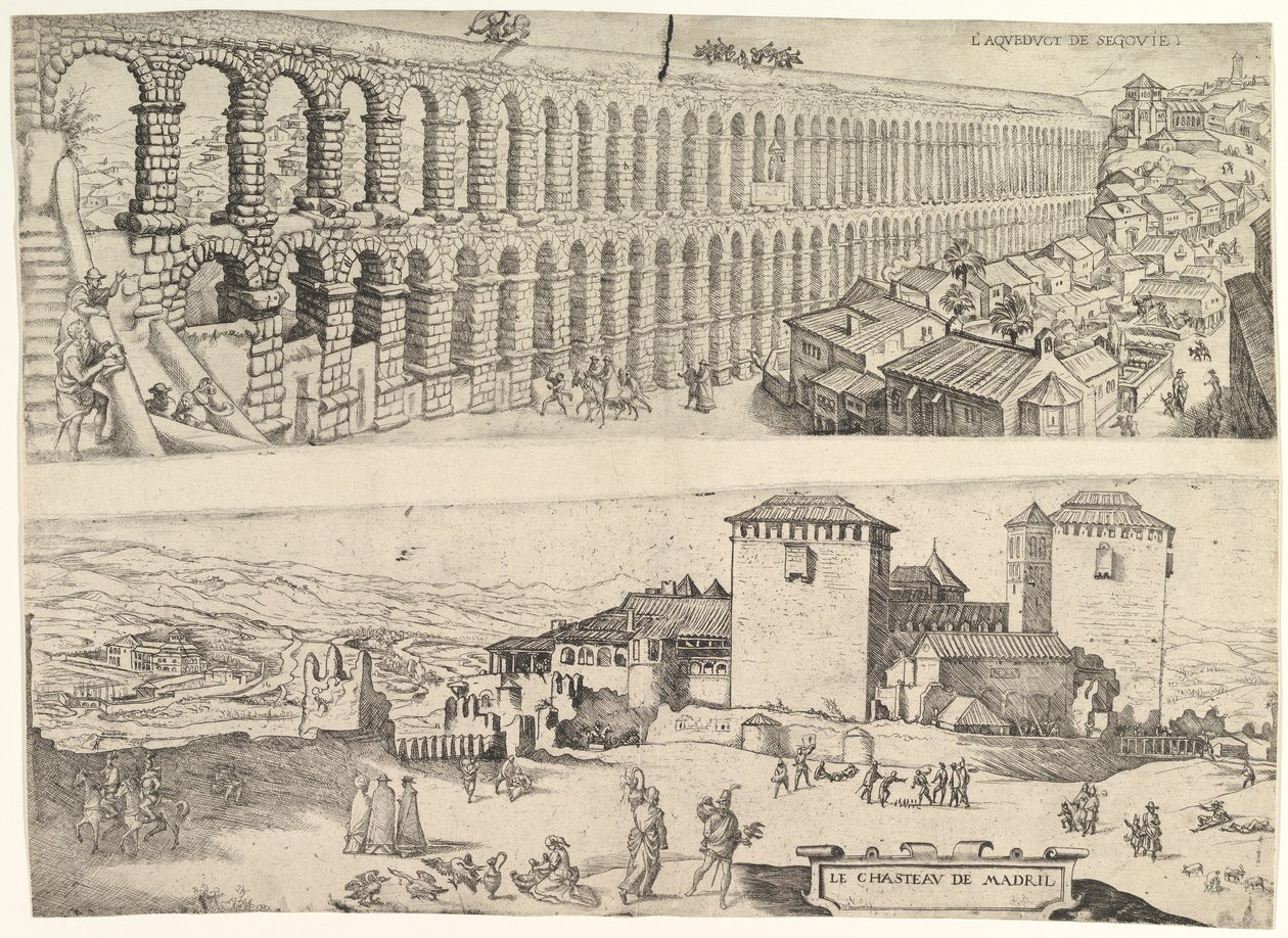 Akvedukten ved Segovia og slottet i Madrid, 1500-1599. av Jan Cornelisz Vermeyen