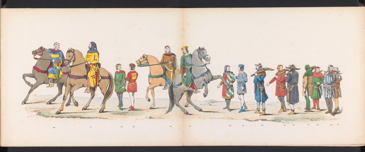 Maskerade av Leiden-studentene, 1865 (plate 10) Kostymert prosesjon holdt av medlemmene av Leiden studentkorps 6. juni 1865, for å feire 290-årsjubileet for Leidsche Hoogeschool, som viser: nederlendernes inntreden b. av Jan Daniël Cornelis Carel Willem baron de Constant Rebecque