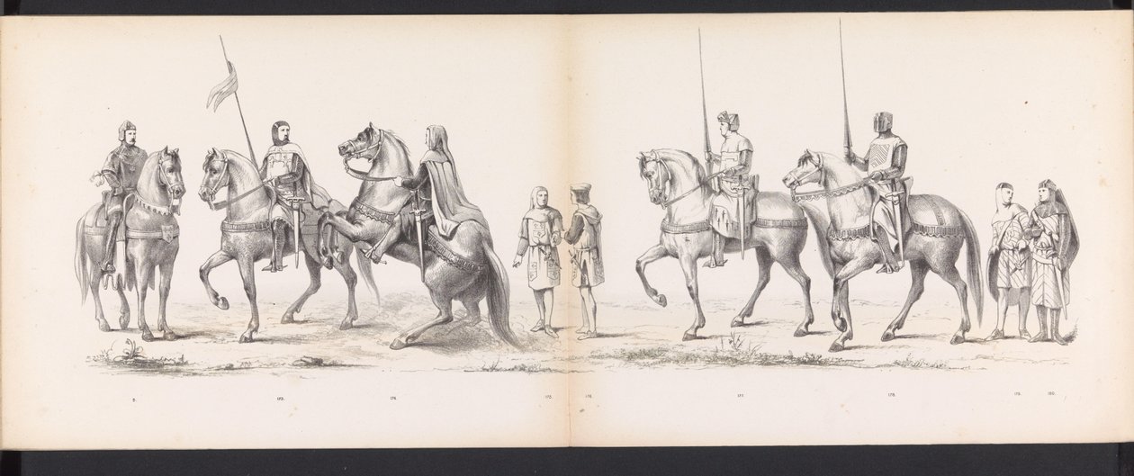 Maskerade av Leiden-studentene, 1865 (plate 14) Utkledd prosesjon holdt av medlemmene av Leiden studentkorps 6. juni 1865, for å feire 290-årsjubileet for Leidsche Hoogeschool, som viser: nederlendernes inntreden b. av Jan Daniël Cornelis Carel Willem baron de Constant Rebecque