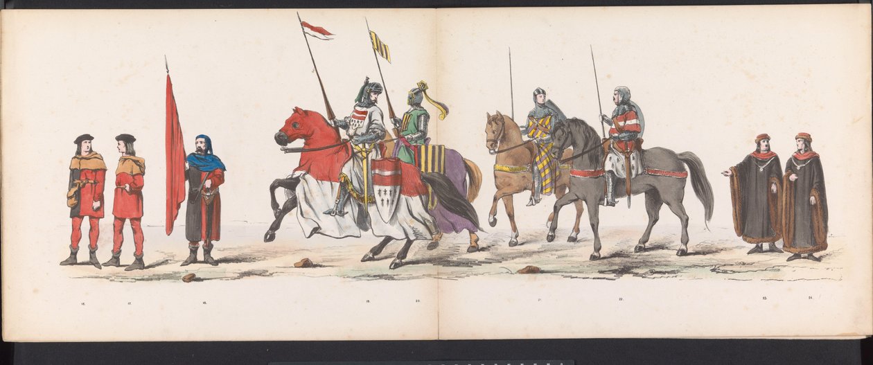 Maskerade av Leiden-studentene, 1865 (plate 2) Utkledd prosesjon holdt av medlemmene av Leiden studentkorps 6. juni 1865, for å feire 290-årsjubileet for Leidsche Hoogeschool, som viser: nederlendernes inntreden i av Jan Daniël Cornelis Carel Willem baron de Constant Rebecque