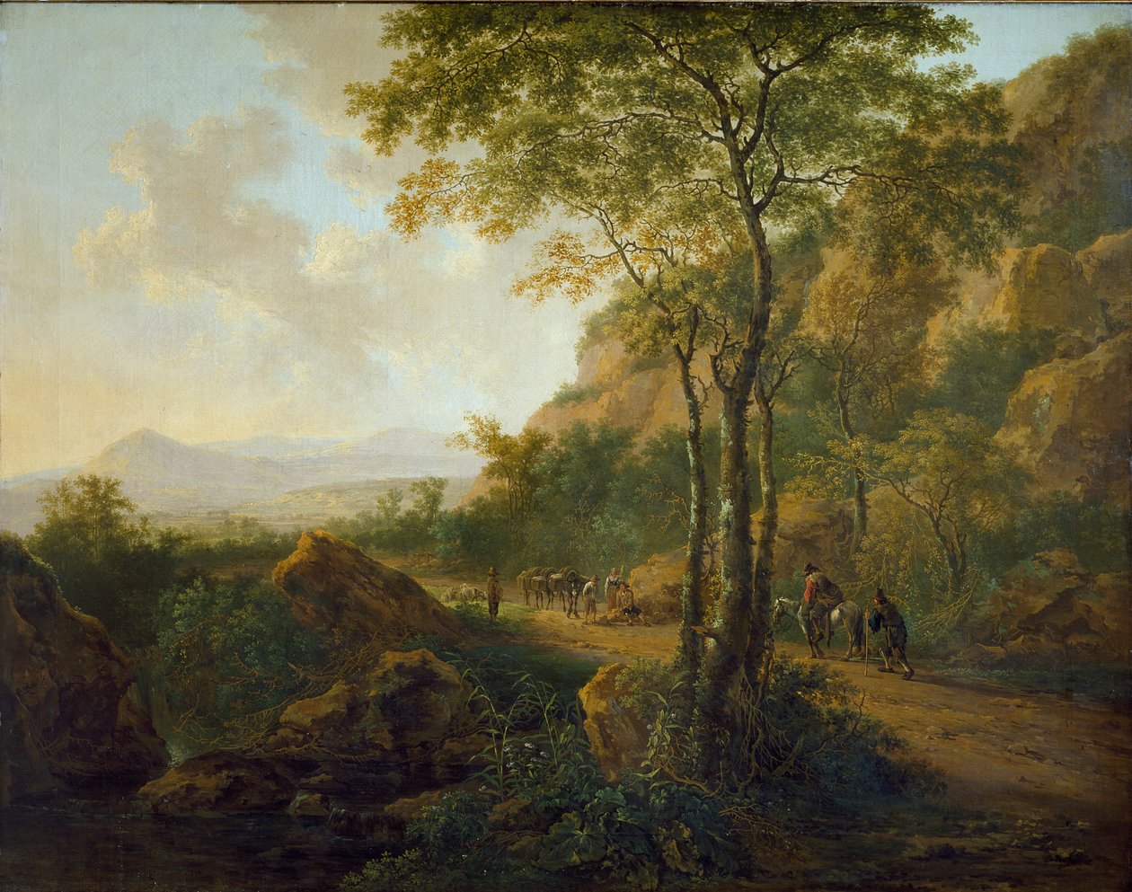 Italiensk landskap med multedyr, c1629-1652 av Jan Dirksz Both