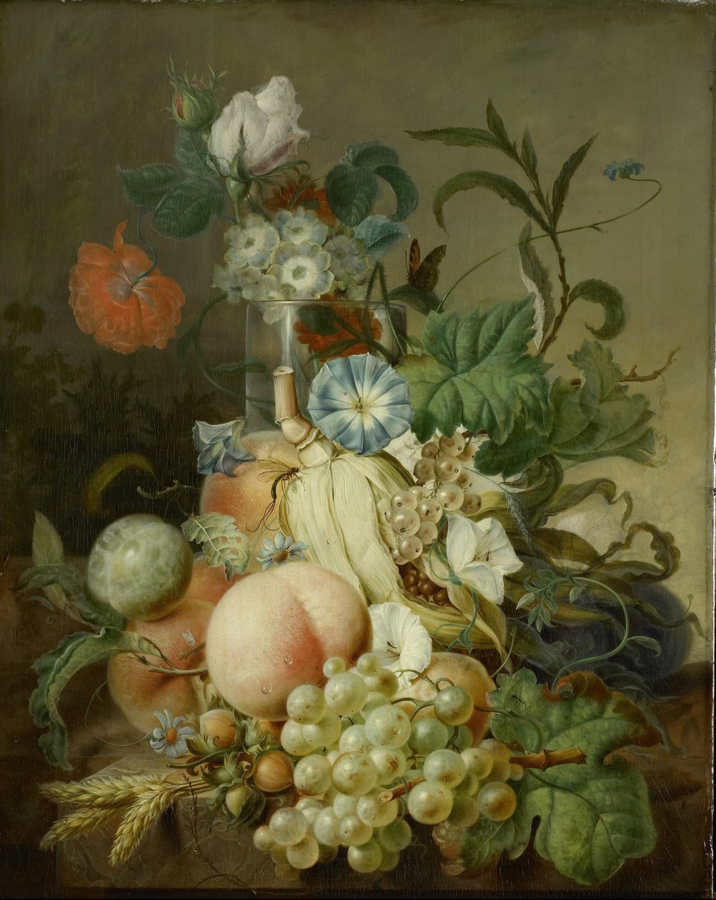 Stilleben med blomster og frukt av Jan Evert Morel (I)