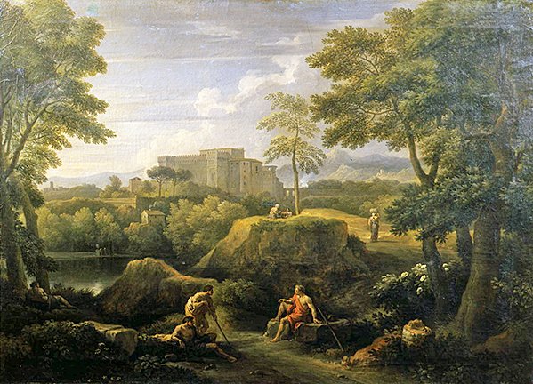 Landskap med figurer (olje på lerret) av Jan Frans van Bloemen